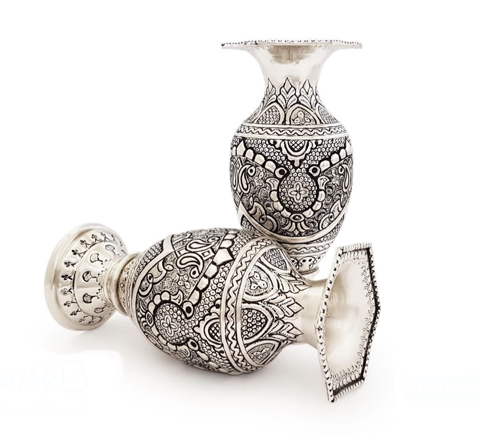 Silver-Look Toreutics Vase