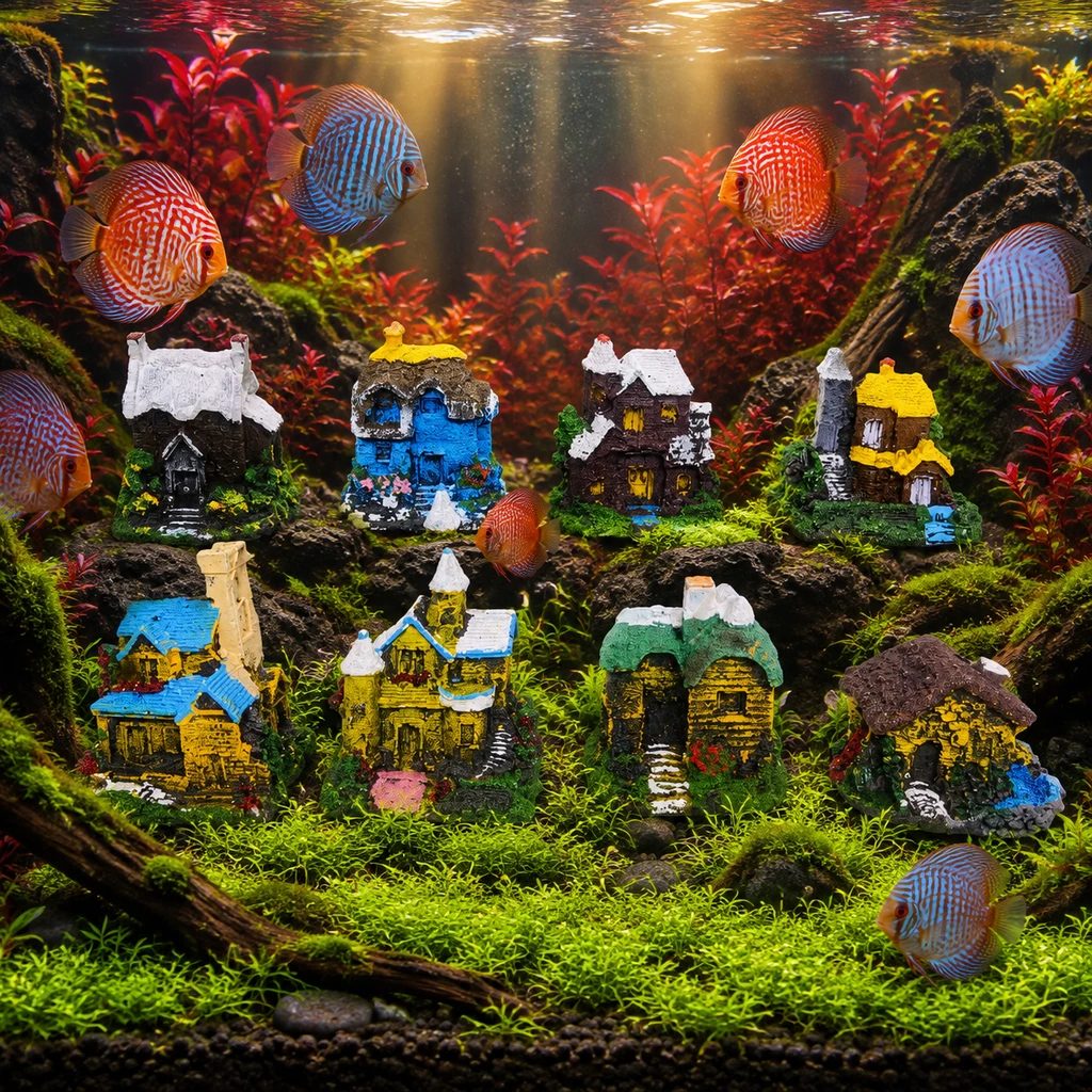 Handmade Polyester Resin Fairy Tale House Luxury Miniatures - Aquarium and Terrarium Decor