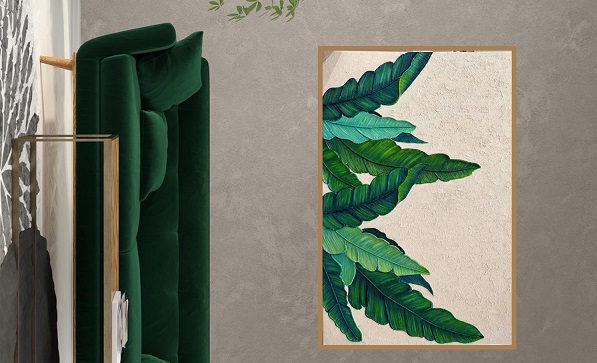 Green Leaf Decorative Relief Art