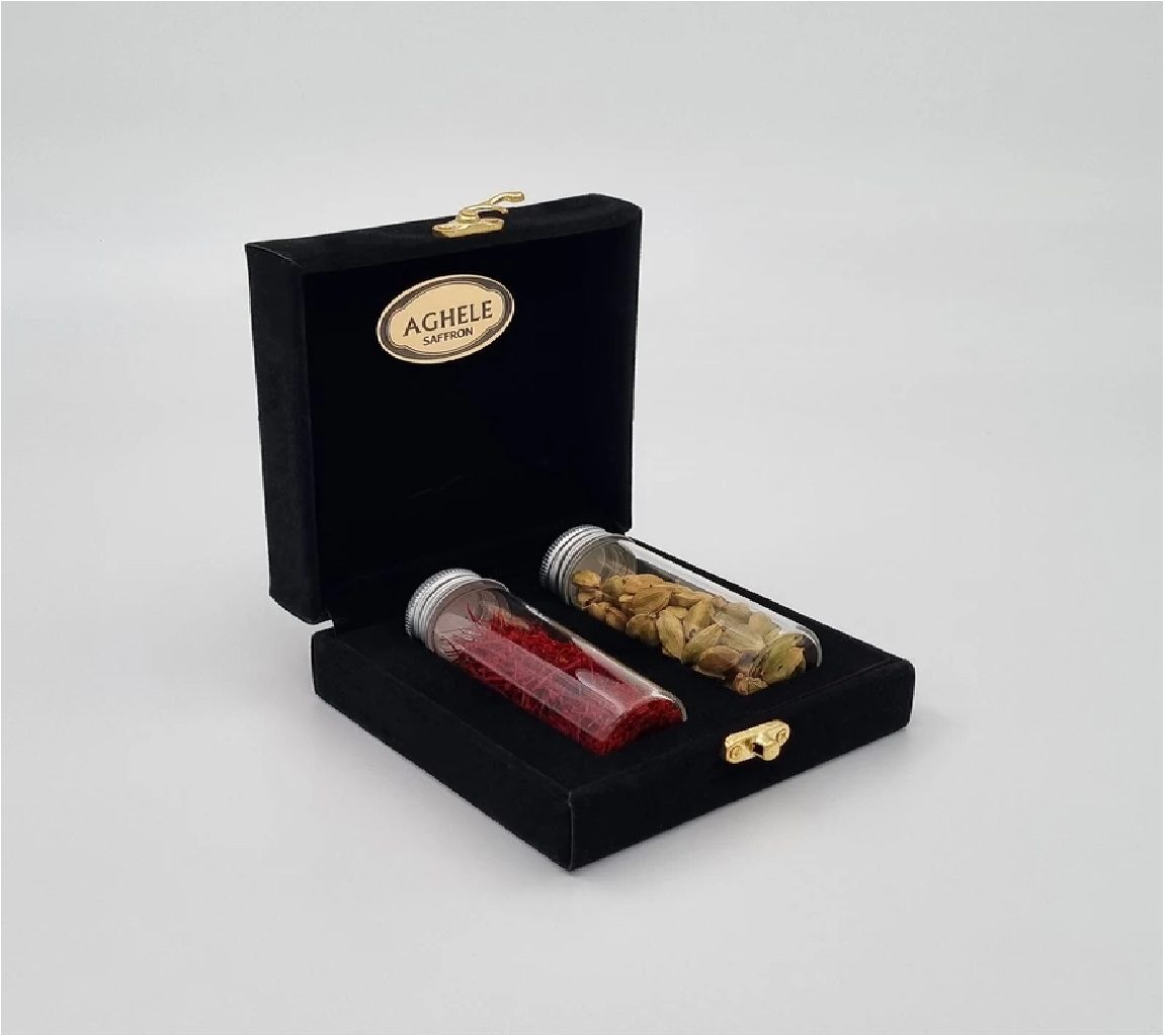Aghaleh Gift Saffron – 1.5g, with Cardamom – 10g