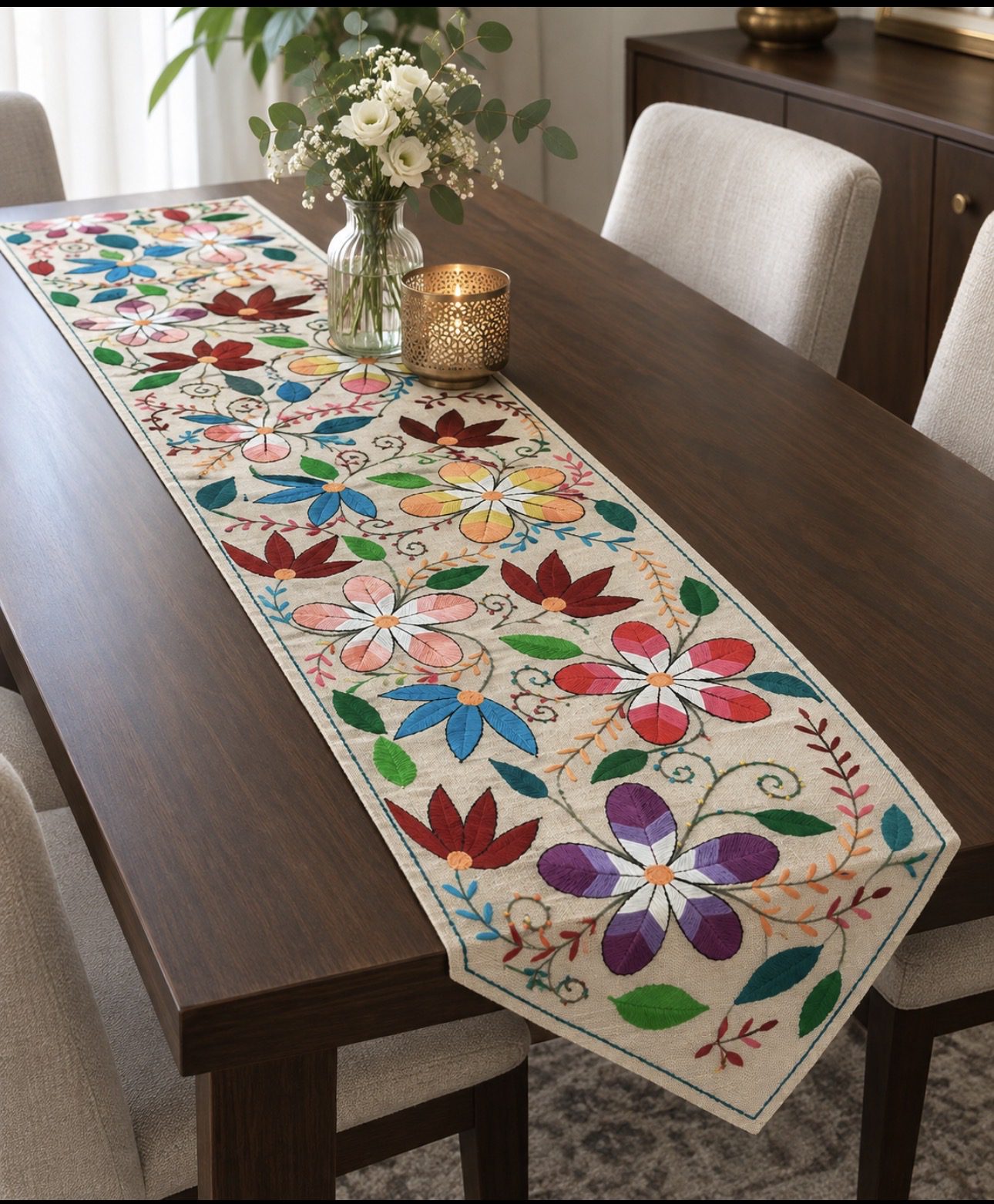 Hand-Embroidered Tablecloth