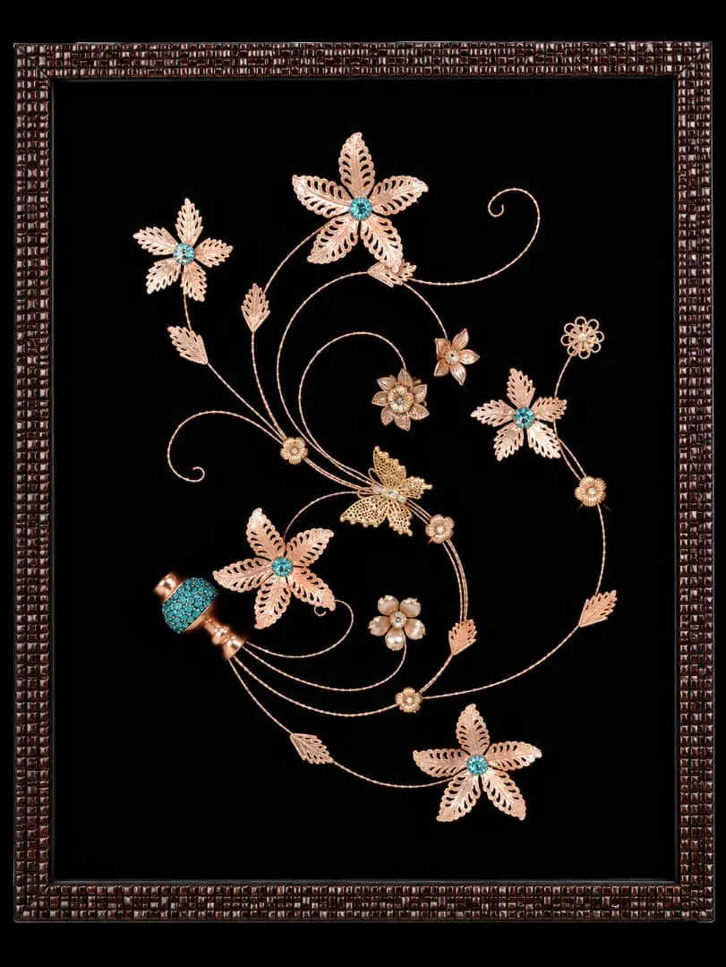 Copper Flower Frame with Vase