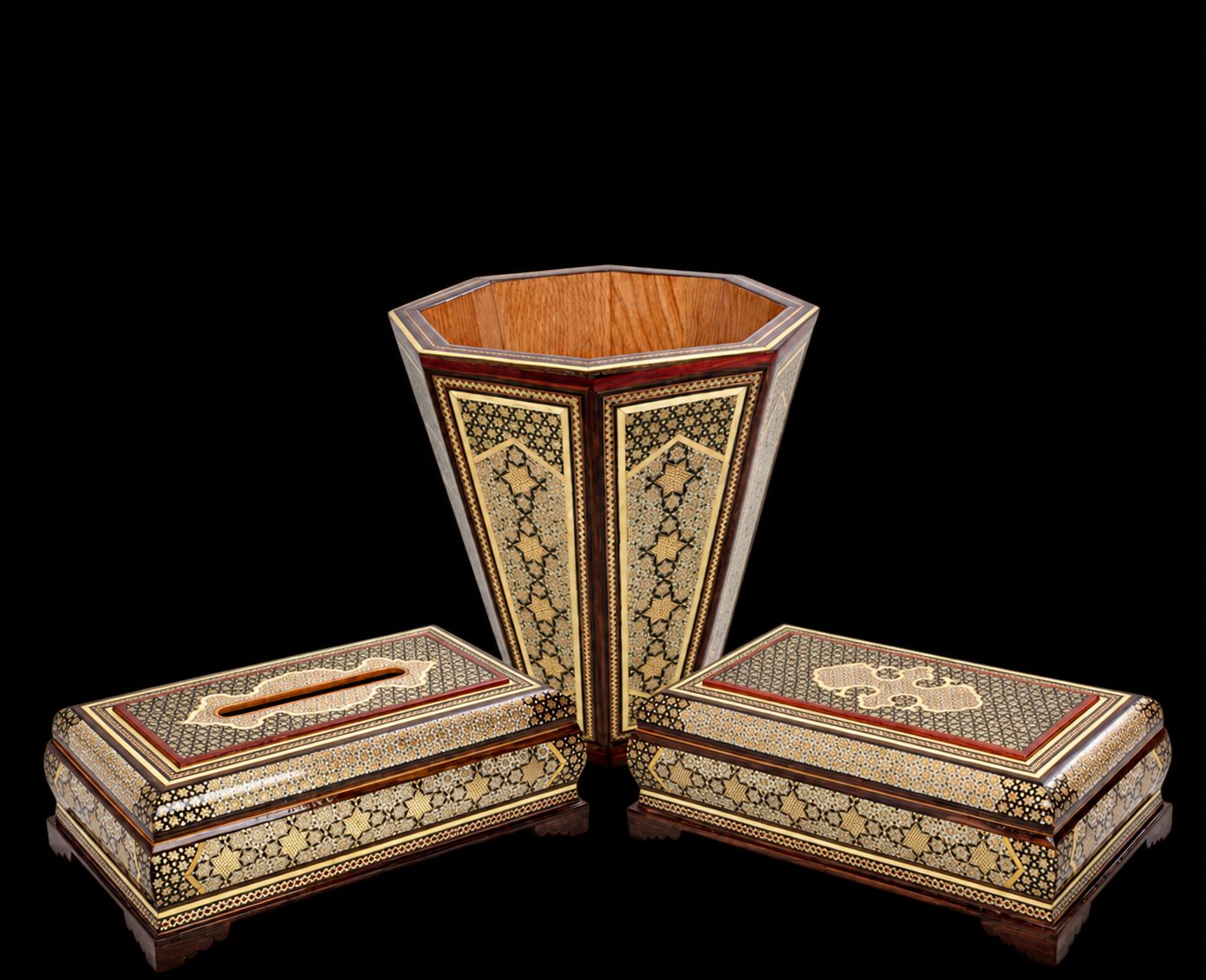 Khatam Tissue Box, Bin & Card Holder Set