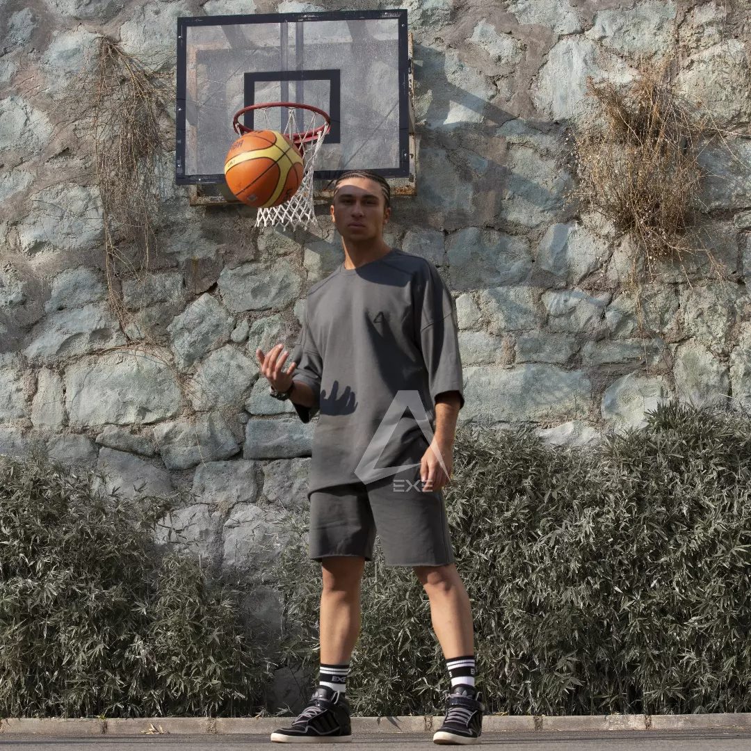 EXE Green T-shirt, Shorts, and Black Socks Set