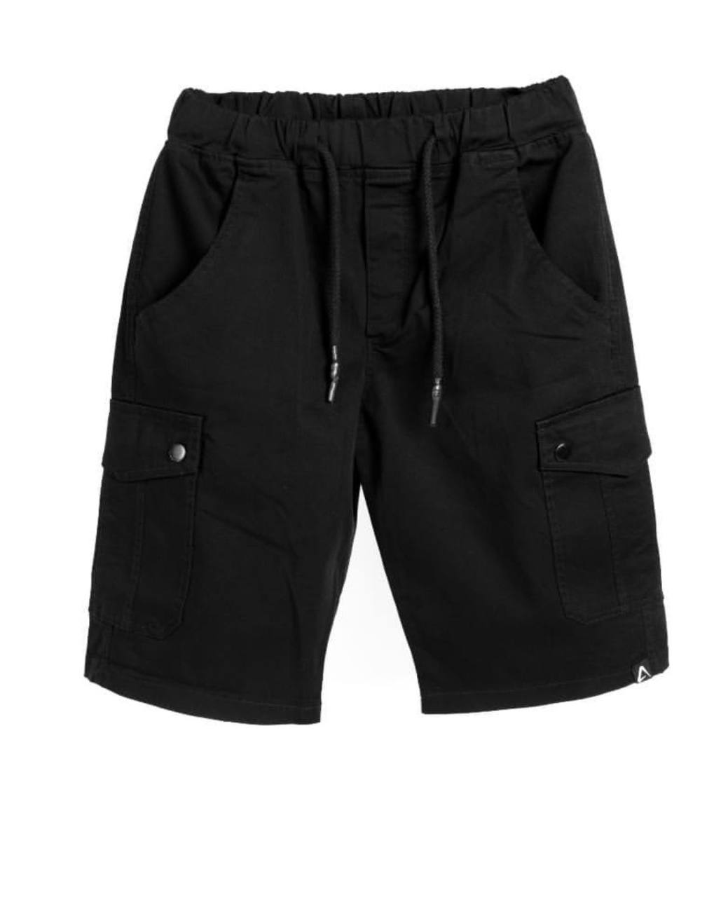 Men's Black 6-Pocket Cotton Shorts