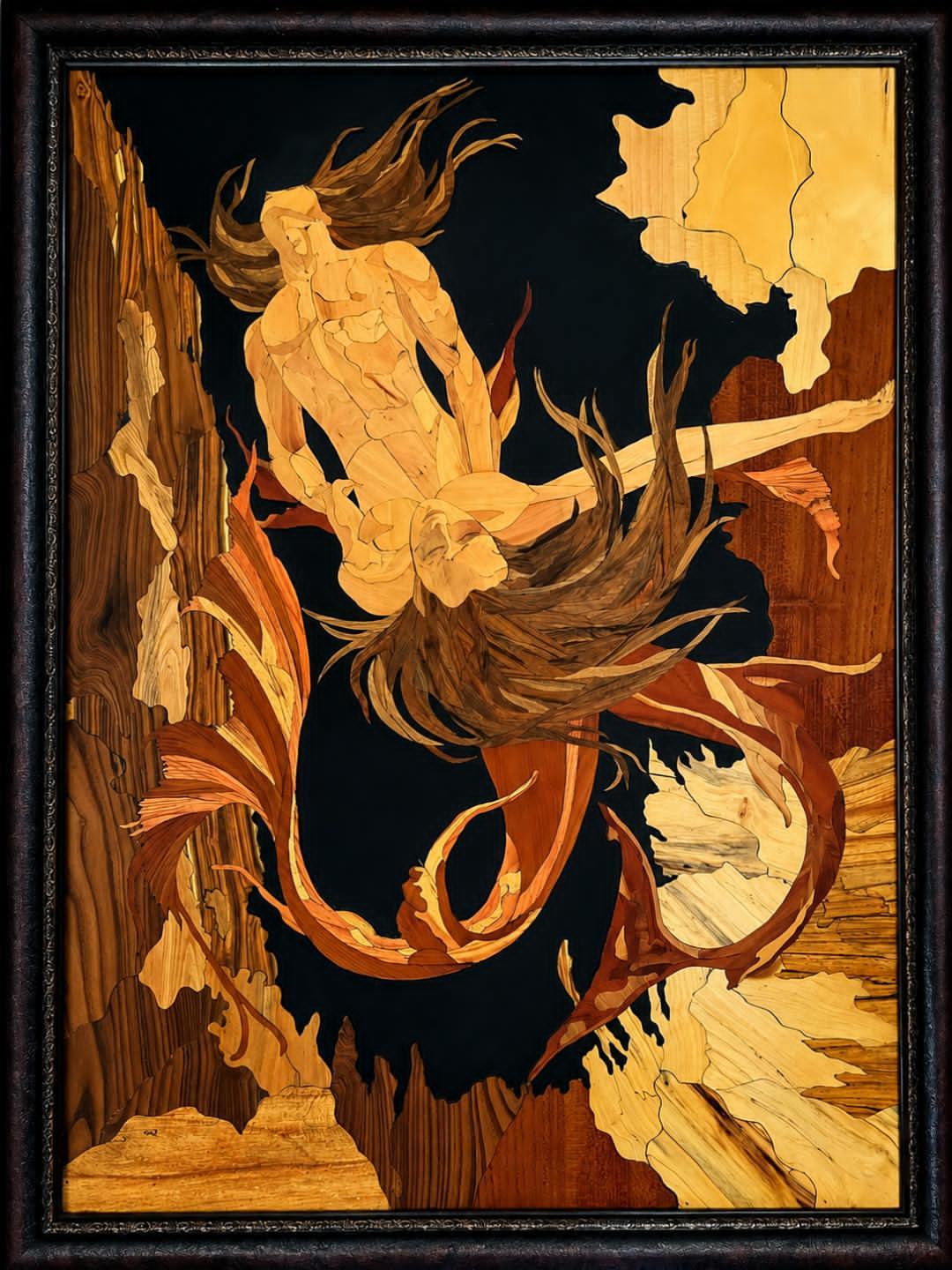 Mermaid Marquetry Panel