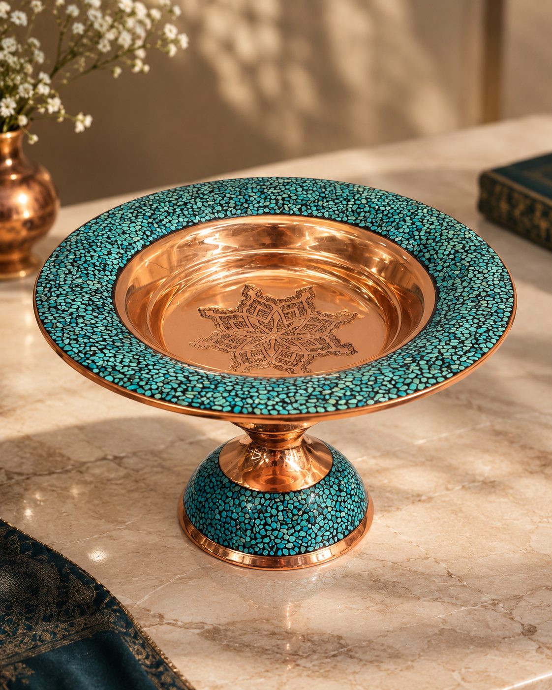 Copper and Turquoise Sweet Dish