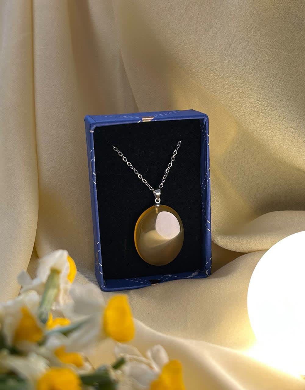 Natural Agate Necklace with Stainless Steel Chain
