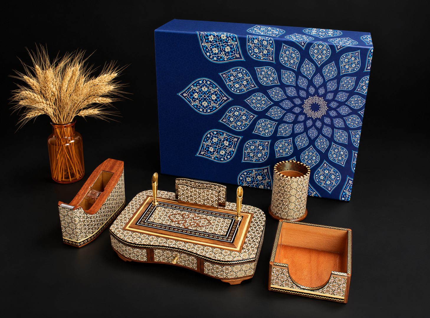 Khatamkari Desk Set with Hardbox